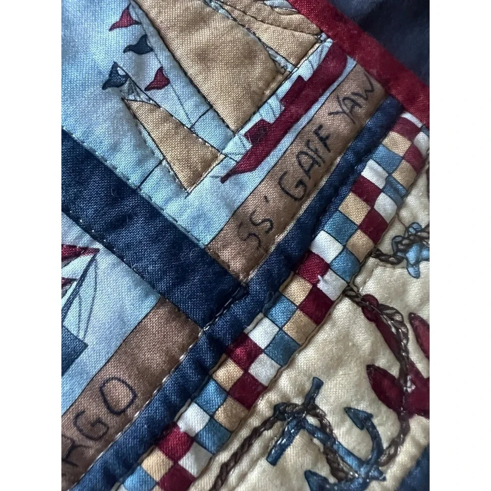 Nautical Coastal Quilted Throw Lighthouse Sailboat Beach 35x41 Wall Hanging